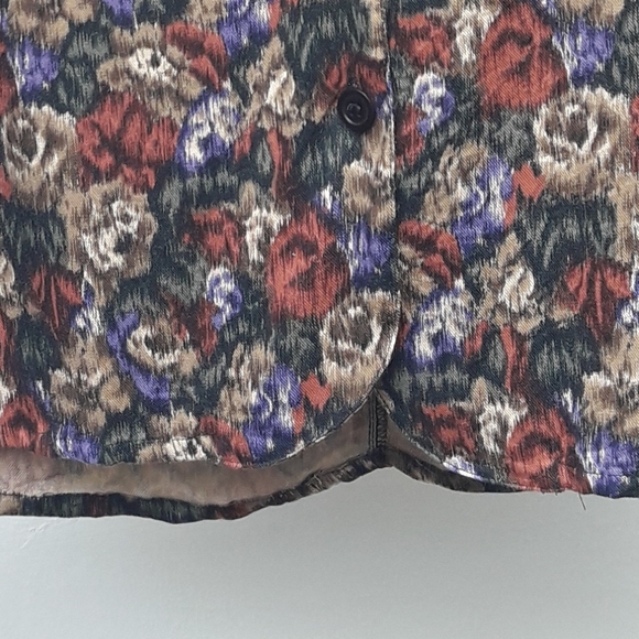 Vintage Blouse Button Down Roses Bold Print Camo - Picture 8 of 13
